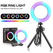 Anillo de luz LED RGB para selfies con trípode 