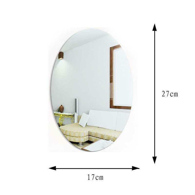 Oval Stick Mirror Tile Bathroom Wall Sticker