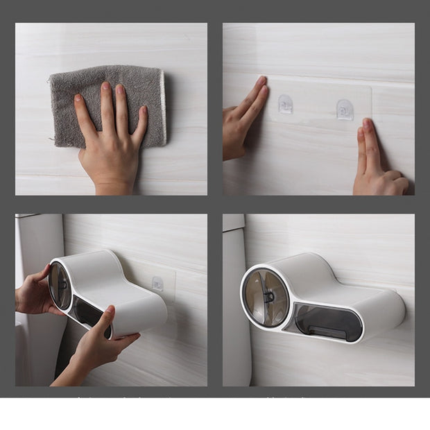 Caja de papel higiénico multifuncional de pared