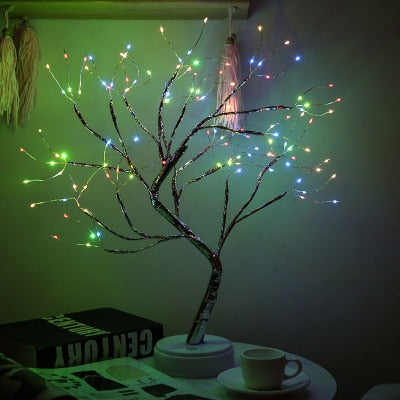 Mini lámpara LED de guirnalda de árbol de Navidad de noche 