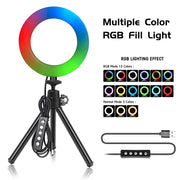 Anillo de luz LED RGB para selfies con trípode 